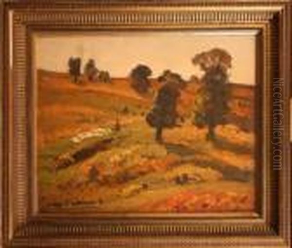 Berger Et Ses Mouton Au Paturage - view 1