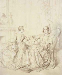 Comtesse Charles d'Agoult, née Marie de Flavigny, and Her Daughter Claire d'Agoult