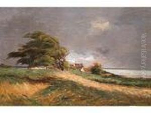 Coup De Vent En Bord De Mer by Louis Alexandre Cabie