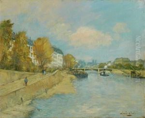 La Seine A Paris
 Huile Sur Toile, Signee En Bas A Droite