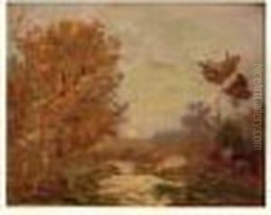 Thenac, La Riviere Au Crepuscule by Louis Alexandre Cabie