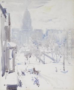 Charlotte Square In Winter by Francis Campbell Boileau Cadell
