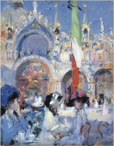 Florian's Cafe, Venice by Francis Campbell Boileau Cadell