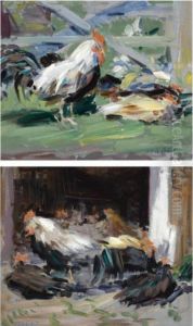 Cockerels by Francis Campbell Boileau Cadell