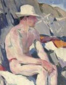 Bather In A White Hat by Francis Campbell Boileau Cadell
