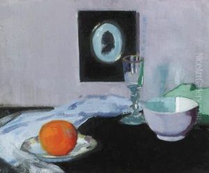 Still Life With Glass, Orange And Silhouette by Francis Campbell Boileau Cadell