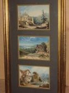 Continental Landscapes With Cottages And A Castle