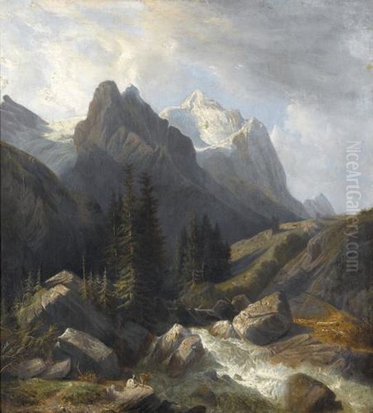 Well- Und Wetterhorn Von Rosenlaui Aus - view 1