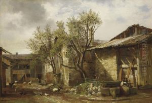 Ferme Avec Paysanne Et Animaux