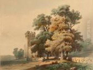 Paysage Avec Chateau by Alexandre Calame