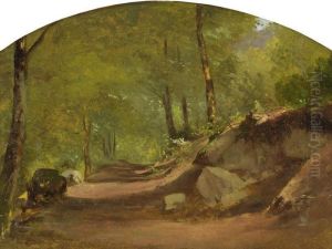 Sonnendurchfluteter Waldweg by Alexandre Calame