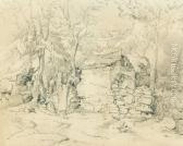 Waldpartie Mit Alter Hutte - view 1