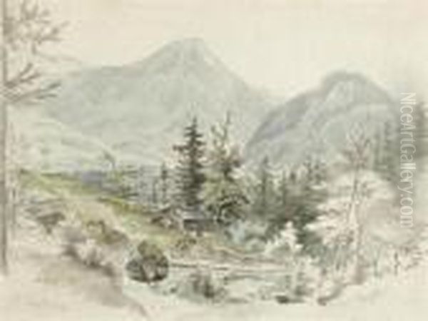 Landscape With Mountains With A Hut - view 1