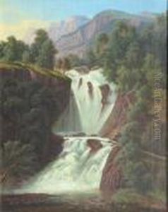 Der Schreienbachfall Im Lindthal by Alexandre Calame