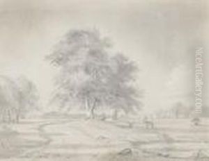 Baumlandschaft Mit Weg. by Alexandre Calame