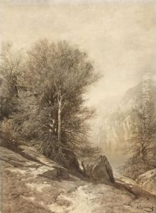 Groupe D'arbres Au Lac Des Quatre-cantons by Alexandre Calame