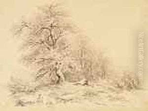 Verso Zuschreibung In Bleistift. by Alexandre Calame
