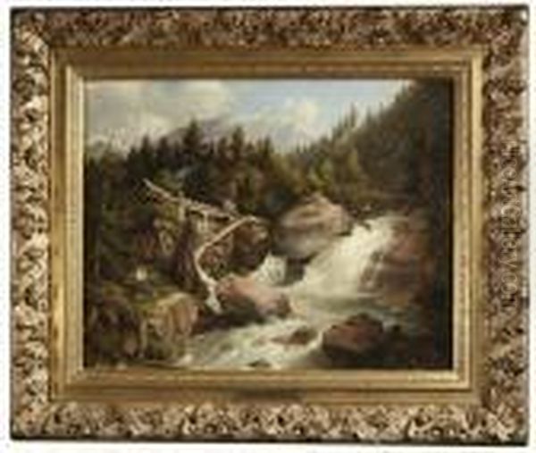 Muhle An Reissendem Fluss In Hochgebirgslandschaft - view 1