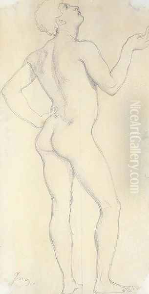 A nude youth looking up to the right - view 1