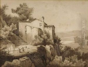 Bauernhaus In Der Nahe Von Sassenage Bei Grenoble. 1835 by Alexandre Calame