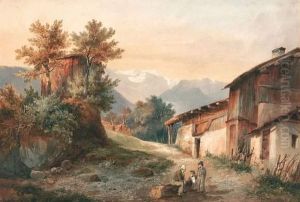 Gehoft In Den Alpen Bei Genf. by Alexandre Calame
