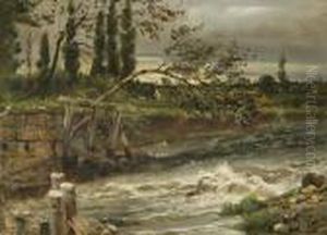 Fluslandschaft Mit Stromschnelle Fluslandschaft Mit Stromschnelle