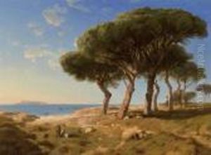 Une Plage A Cannes. 1857.