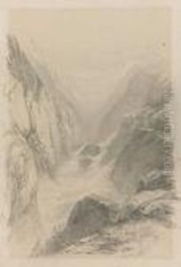 Reissender Gebirgsbach. by Alexandre Calame