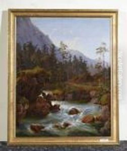 Flusslandschaft. by Alexandre Calame