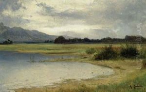 Bords Du Lac De Thoune. 1849. by Alexandre Calame