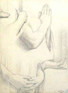 Four studies of hands and one study of a foot Studies for the stained glass windows of the Chapel of Saint Ferdinand, Paris