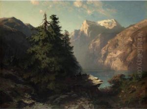 Lac Des Quatre-cantons Pres De 
Brunnen 1857 Lake Of The Four Cantons Close To 
Brunnen 1857 by Alexandre Calame