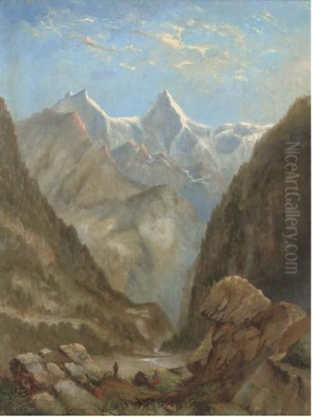 Figures In An Alpine Landscape - view 1