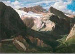 Paysage De Montagne Avec Glacier by Alexandre Calame