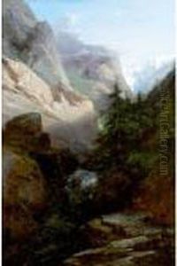 Alpine River Landscape by Alexandre Calame
