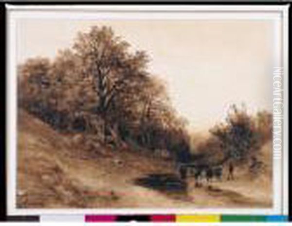View Of A Ford With Cattle And A Herdsman - view 1