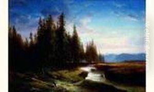 Chevres Pres D'une Riviere Aux Abords D'une Foret