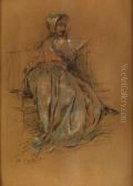 Lesende Frau Mit Hut Von Hinten - view 1