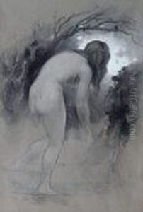 Baigneuse Au Bord De La Riviere by Antoine Calbet