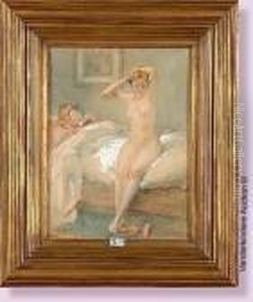 Femme Nue Assise Sur Son Lit - view 1