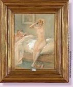 Femme Nue Assise Sur Son Lit by Antoine Calbet
