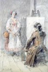 Le Peintre Et Son Modele by Antoine Calbet