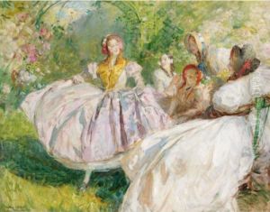 Young Girl In A Rose Garden by Antoine Calbet