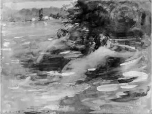 Deux Baigneuses A La Riviere by Antoine Calbet