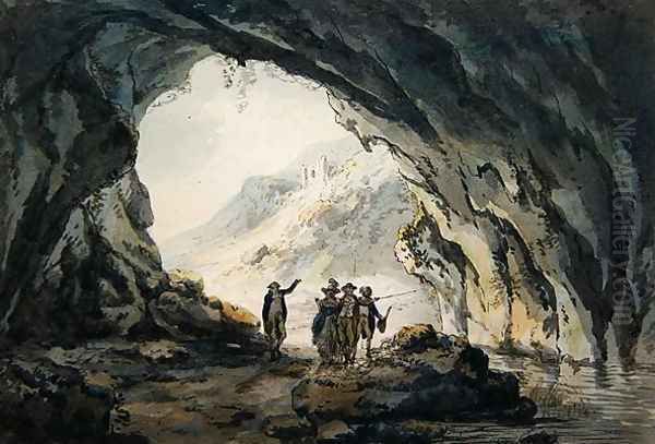 Travellers by a Cave - view 1