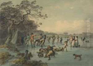 Skating in Hyde Park by Julius Caesar Ibbetson