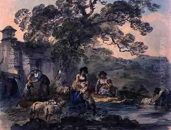 Peasants Washing Sheep in Cwm Rheidol Cardiganshire - view 1