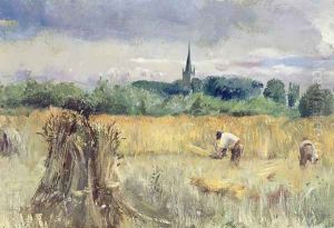 Harvest Field Stratford upon Avon by John William Inchbold