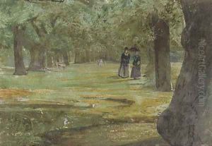 An afternoon stroll through the park by John William Inchbold
