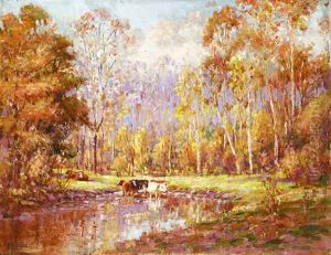 Cows in a Fall Landscape by Wilson Henry Irvine